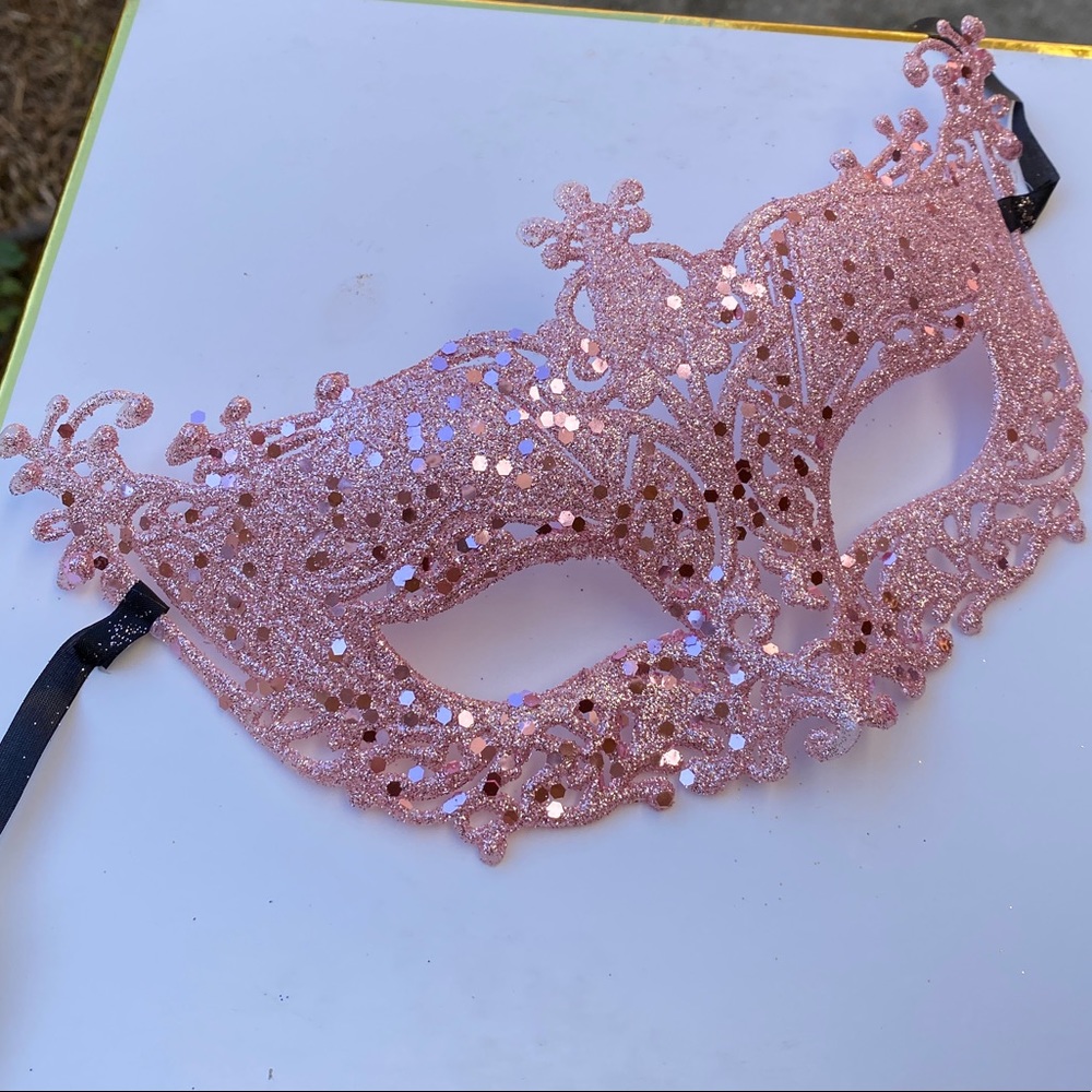 Mardi Gras Jester Glitter Masquerade Mask - Picture 5 of 5